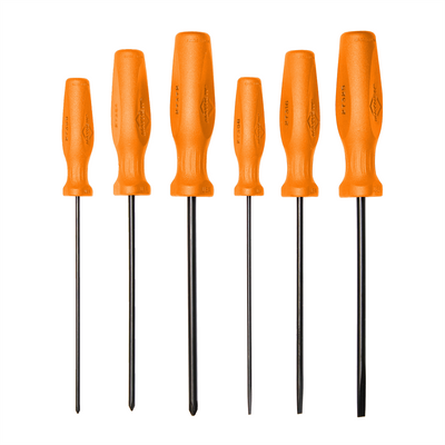 Mayhew Mayhew Hi Vis Orange 6 PC Long Slotted & Phillips Screwdriver Set