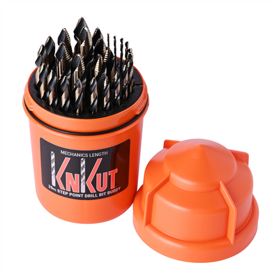 KnKut KnKut 29 Piece Drill Buddy Mechanics Length Step Point Drill Bit Set 1/16"-1/2" by 64ths