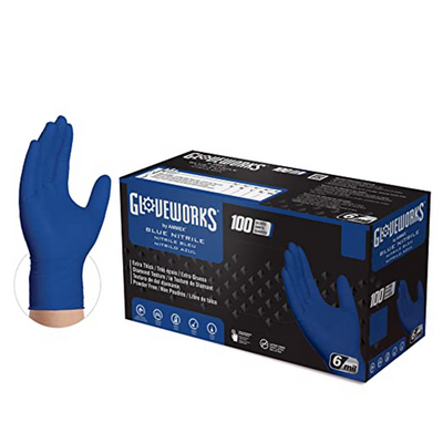Ammex Corporation Gloveworks Royal Blue Nitrile Raised Diamond Texture Disposable Gloves, Size XX-Large