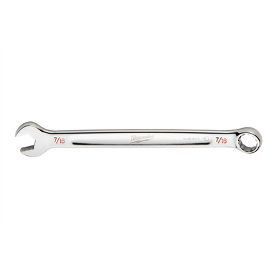 Milwaukee Tool 7/16" SAE Combination Wrench, 12-Point, Steel, Chrome, Ergonomic, I-Beam Handle