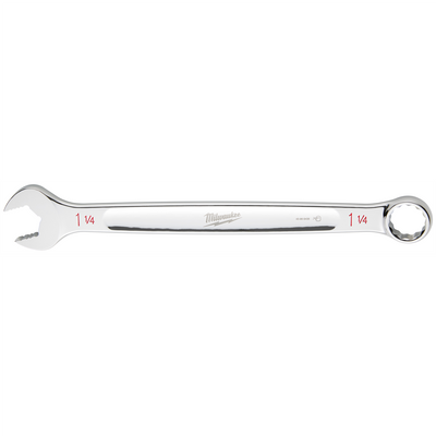 Milwaukee Tool 1-1/4" SAE Combination Wrench, 12-Point, Steel, Chrome, Ergonomic, I-Beam Handle