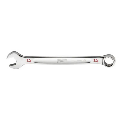 Milwaukee Tool 3/4" SAE Combination Wrench, 12-Point, Steel, Chrome, Ergonomic, I-Beam Handle