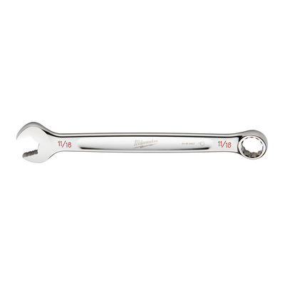 Milwaukee Tool 11/16" SAE Combination Wrench, 12-Point, Steel, Chrome, Ergonomic, I-Beam Handle