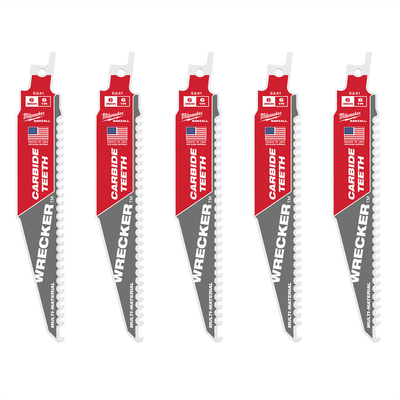 Milwaukee Tool 6" 6 TPI THE WRECKER with Carbide Teeth SAWZALL Blade 5PK