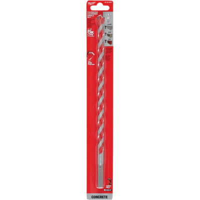 Milwaukee Tool 1/2" x 10" x 12" SHOCKWAVE Impact Duty Carbide Hammer Drill Bit with POWER TIP