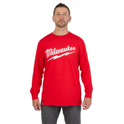 Milwaukee Tool Heavy Duty T-Shirt - Long Sleeve Logo Red M