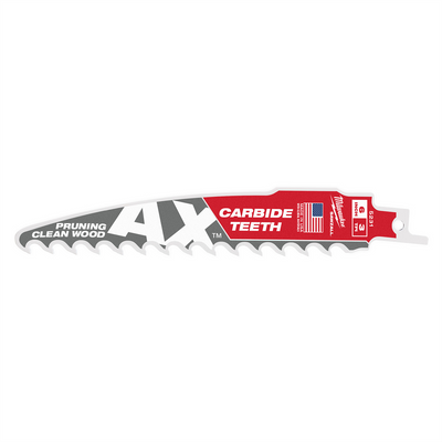 Milwaukee Tool 6" 3 TPI The AX with Carbide Teeth for Pruning & Clean Wood SAWZALL Blade 1PK