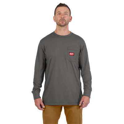 Milwaukee Tool GRIDIRON Pocket T-Shirt - Long Sleeve Gray L