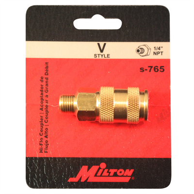 Milton Industries HI-Flo V-Style 'A,M,V' 1/4" MNPT Brass Body