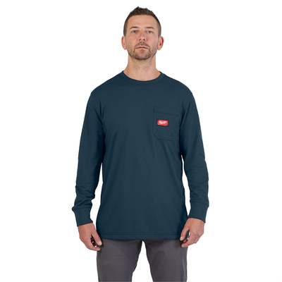 Milwaukee Tool GRIDIRON Pocket T-Shirt - Long Sleeve Blue L