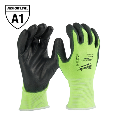 Milwaukee Tool High Visibility Cut Level 1 Polyurethane Dipped Gloves - L