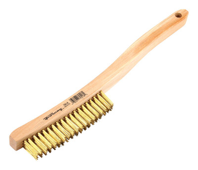 Forney Industries Scratch Brush with Long Handle, Brass, 3 x 19 Rows