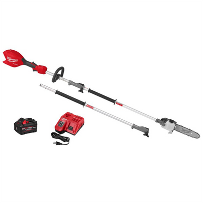 Milwaukee Tool M18 Fuel 18V 10 inch Brushless Cordless Battery Powered Pole Saw Kit Quik-Lok Attachment Capability, 8.0 Forge Battery