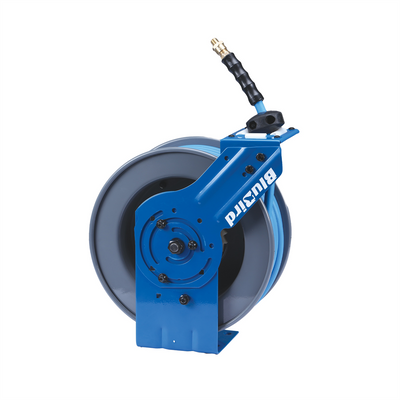 BluBird BluBirdAll-in-OneRubber Air Hose Reel 1/2" X 50(Dual Arm ) with 3' Lead-in-Hose.Includes FreeStyle, Sshhh Tek, and Safety Rewind Features.