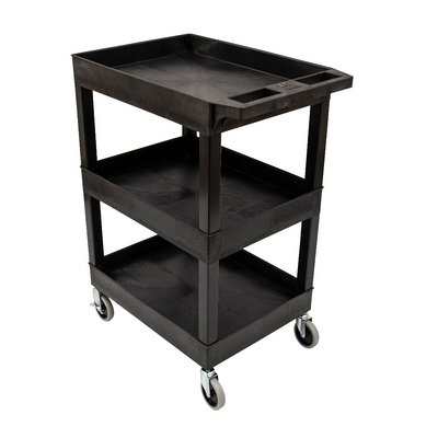 Plastic Utility Cart w/ HD Casters, 24" x 18", Black