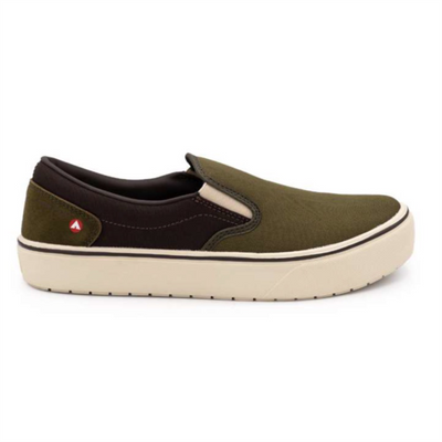 AIRWALK AIRWALK - VENICE - Men's Canvas Slip On - CT|EH|SF|SR - Military Olive / Chocolate Brown - Size: 10.5 - D - (Regular)