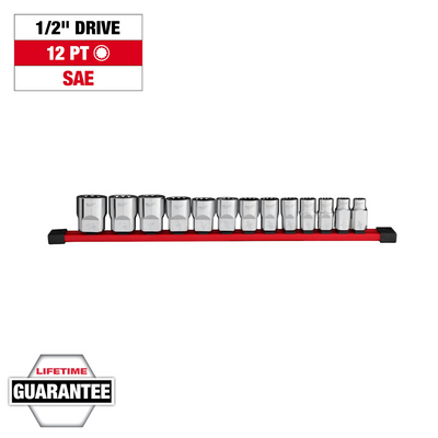 Milwaukee Tool 13pc 1/2 inch Drive 12-Point SAE Socket Set