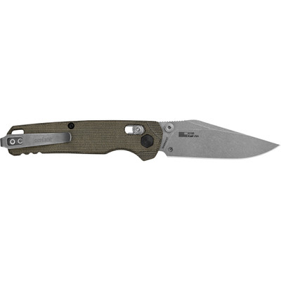 Kershaw Bel Air Manual Open DuraLock CPM MagnaCut Clip Point Blade with working finish EDC Folding Pocket Knife - Green Micarta