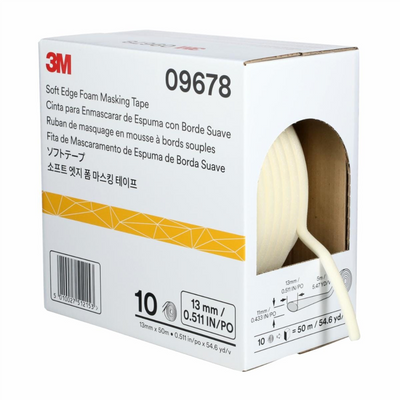 3M Soft Edge Foam Masking Tape, 09678, 1/2 in x 165 ft (13 mm x 50 m), 1 roll per box