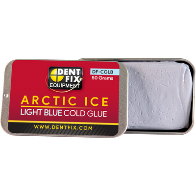 Dent Fix Arctic Ice Light Blue Cold Glue DF-CGLB is great for quickly and safely moving large areas of metal. The Arctic Ice Cold Glue is recommended when maximum adhesion is desired, with an extra adhesion force around 20-30% compared to Mammoth