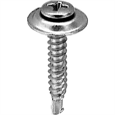 AUVECO 11451 Phillips Oval/Sems Head Teks Point Countersunk Washer Tapping Screw, #8 Screw x 1 in L, Chrome