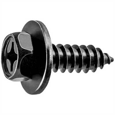 AUVECO 20556 Phillips Hex Head Sems Tapping Screw, M6.3 x 1.81 mm Screw x 20 mm L, Black Zinc