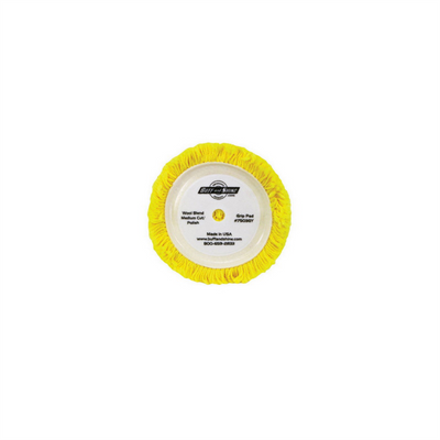Buff And Shine 7503GY Buffing Grip Pad, 7-1/2 in Dia, Hook and Loop Attachment, 100% Twisted Wool Pad, Yellow