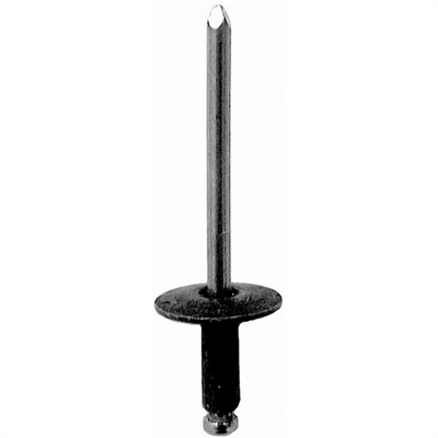 AUVECO 12657 Peel-Type Specialty Rivet, 3/16 in Dia x 1/4 to 3/8 in Grip Range, Black Steel Rivet/Steel Mandrel