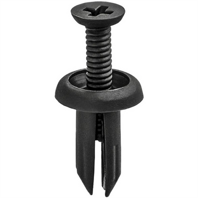 AUVECO 21103 Push/Screw-Type with Open End Front Bumper Fascia Retainer, 10 mm Dia Head, Nylon, Dark Gray