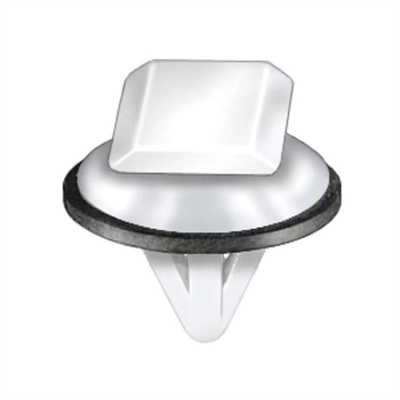 AUVECO 21316 Side and Bumper Molding Clip, (11 x 15 mm Top x 16 mm Dia Bottom) Head x 10 mm L Stem, Nylon, White