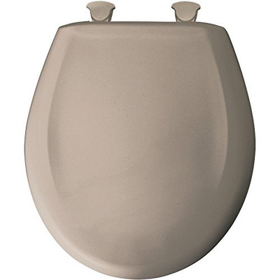 Bemis B200SLOWT068 Round Plastic Toilet Seat in Fawn Beige with STA-TITE, Easy-Clean & Change and Whisper-Close Hinge