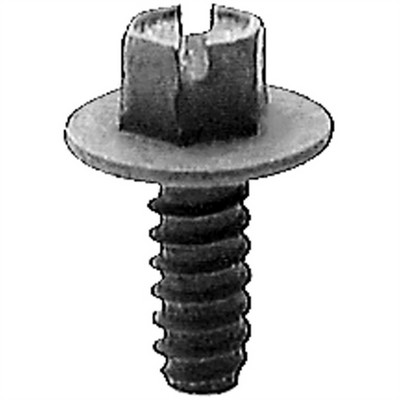 AUVECO 16421 Slotted Hex Washer Head B Point License Plate Screw, #14 Screw x 5/8 in L, Black E-Coat