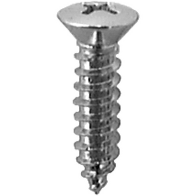 AUVECO AP1717 Phillips Oval Head A/AB Point Tapping Screw, #10 Screw x #8 Head x 3/4 in L, Chrome
