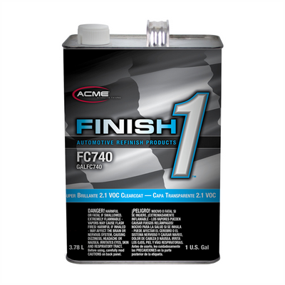 Finish 1 Automotive Refinish Products FC740-1 High Solid 2.1 VOC Super Brillante Clearcoat, 1 gal Can, Gloss, 4:1 Mixing