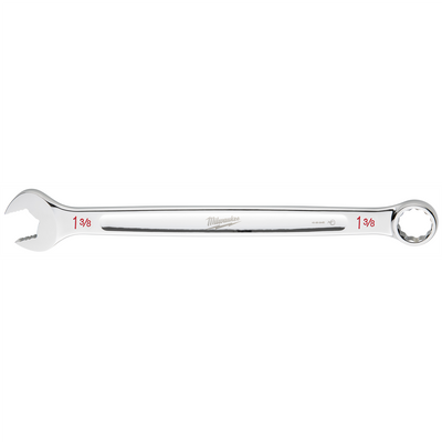 Milwaukee Tool 1-3/8" SAE Combination Wrench, 12-Point, Steel, Chrome, Ergonomic, I-Beam Handle