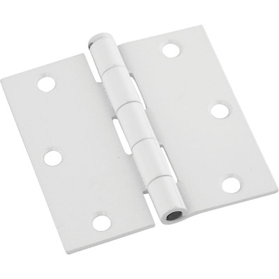 HINGE WHITE SQ 3PK 3.5