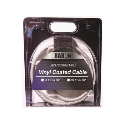 AIRCRFT CABLE VNYL 100 Baron Vinyl Coated Galvanized Steel 3/16-1/4 in. D X 100 ft. L Aircraft Cable