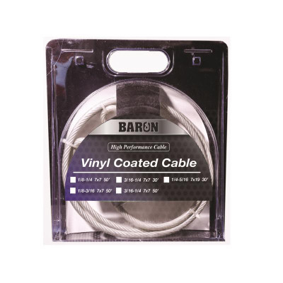 AIRCRFT CABLE VNYL 30 Baron Vinyl Coated Galvanized Steel 3/16-1/4 in. D X 30 ft. L Aircraft Cable