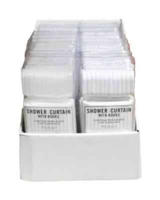 SHWR CURTN CLR/WHT HOOKS