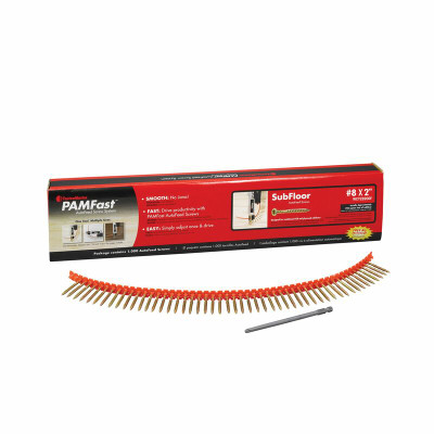 SUBFLOOR SCRW #8X2" FastenMaster PAMFast No. 8 X 2 in. L Star Yellow Zinc Coarse Collated Subfloor Screws 1000 pk