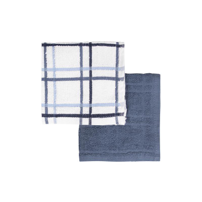 DISH CLOTH BLU/WHT 2PK