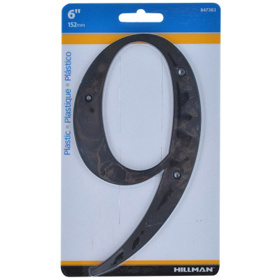 6" BLK #9 NAILON 1PC HILLMAN 6 in. Black Plastic Nail-On Number 9 1 pc