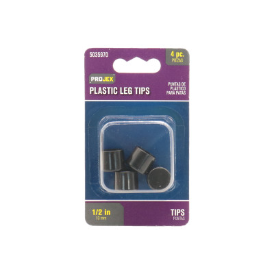 TIP LEG PLST BLK 1/2"4PK