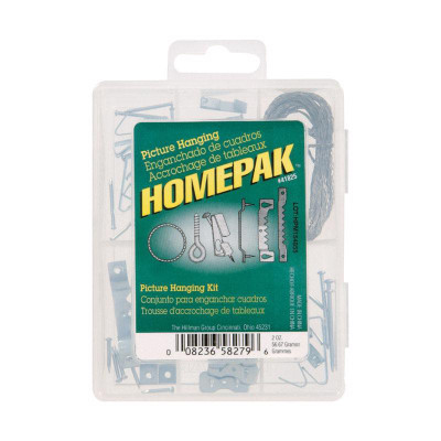 PICTURE HANGING KIT ASST HILLMAN Homepak Zinc Silver Standard Picture Hanging Set 30 lb 50 pk