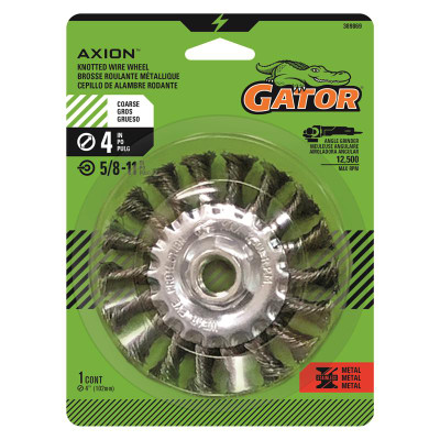 WIRE WHEEL KNTD/TWSTD 4" Gator 4 in. Coarse Knotted/Twisted Wire Wheel Brass Coated Steel 13300 rpm 1 pc