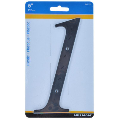 6" BLK #1 NAILON 1PC HILLMAN 6 in. Black Plastic Nail-On Number 1 1 pc
