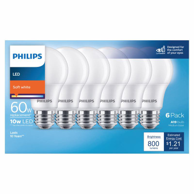 PH LED A19 SW 10W 6PK