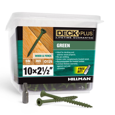 DCK SCREW 10X2.5" GRN 5#