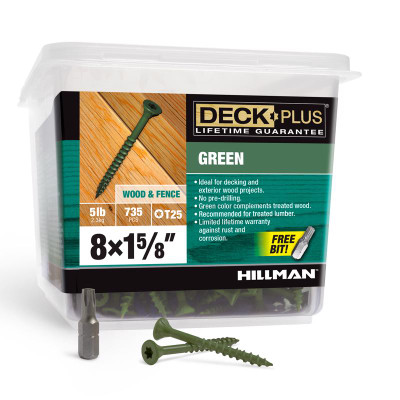 DK SCREW 8X1.625" GRN 5#