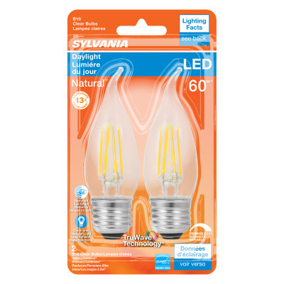LED B10 E26 DL 60W 2PK